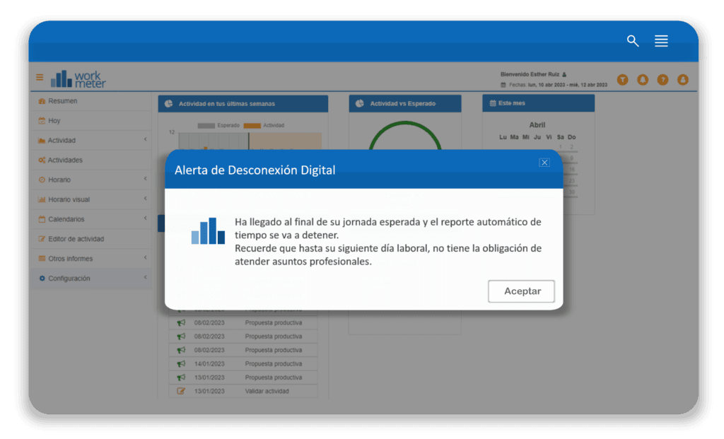 Crea alertas para asegurar la desconexión digital de tus empleados